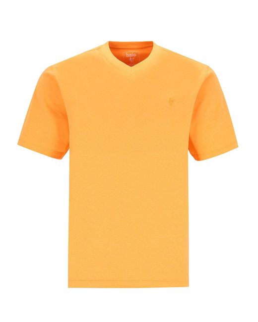 Hajo Basic-T-Shirt mit V-Ausschnitt in Orange für Herren
