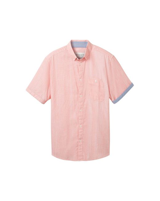 Tom Tailor Langarmhemd Chambray Kurzarmhemd in Pink für Herren