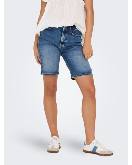 ONLY Blue ONLMADISON BLUSH HW SHORTS DNM CRO NOOS