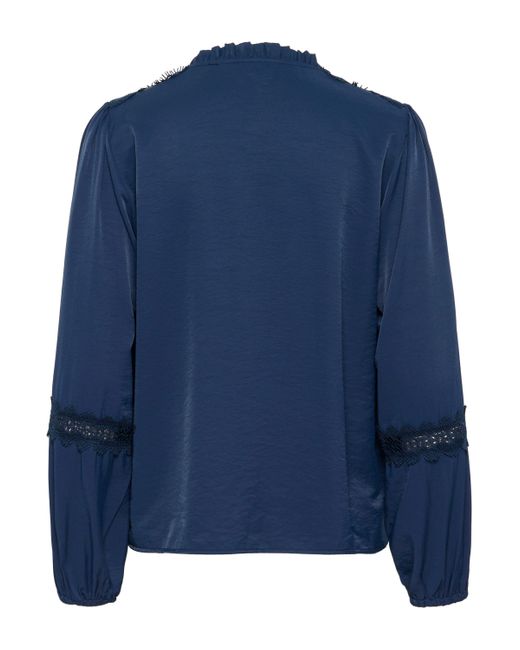Cream Blue Langarmhemd Langarm