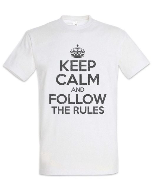 Urban Backwoods Print- Keep Calm And Follow The Rules T-Shirt MC Motorrad in White für Herren
