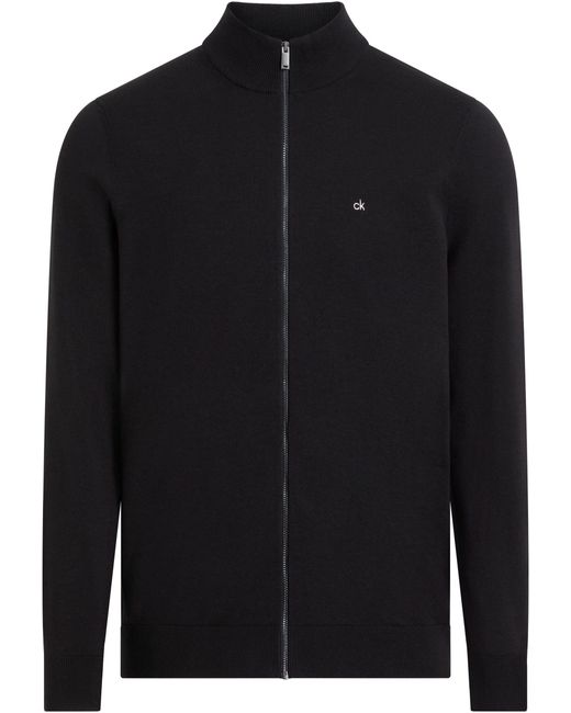 Calvin Klein Sweatshirt BT_COTTON SILK BLEND ZIP JACKET in Groß Größen mit Logoprint in Blue für Herren