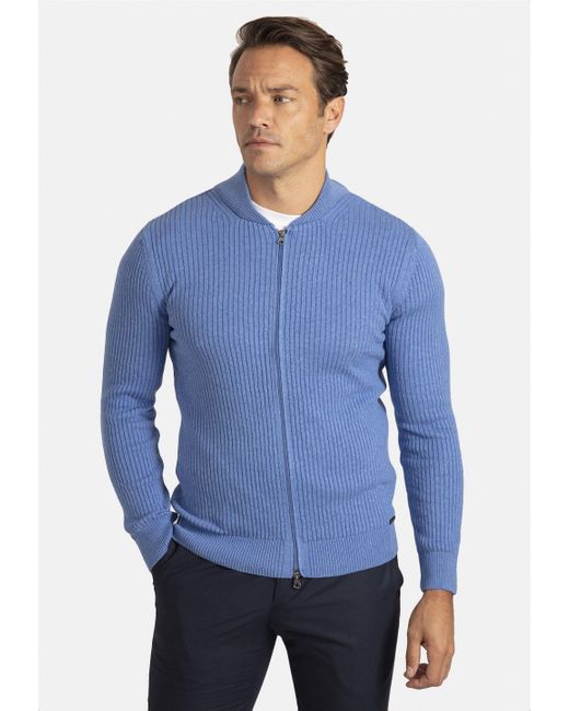 Sir Raymond Tailor Strickjacke Milan mit hochwertigem Reißverschluss in Blue für Herren