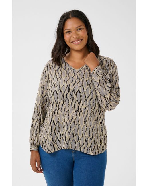 Kaffe Gray Langarmbluse Langarm-Bluse KCami Große Größen