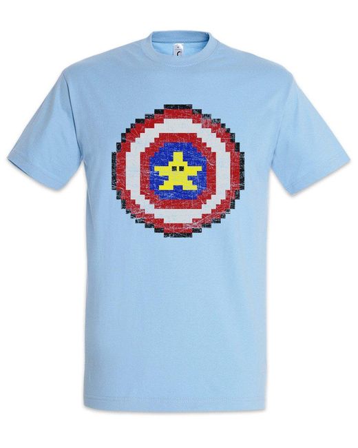 Urban Backwoods Print- Captain Pixel T-Shirt Hellblau Größe 2XL in Blue für Herren
