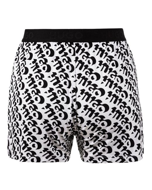 HUGO Black Pyjamashorts Unite Shorts Printed sichtbarem Bund mit Marken-Logos