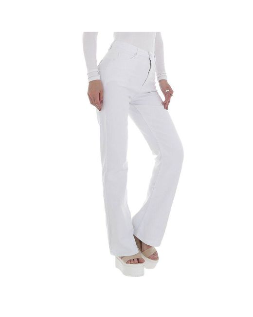 Ital-Design Gray High-waist- Freizeit Stretch Bootcut Jeans in Weiß