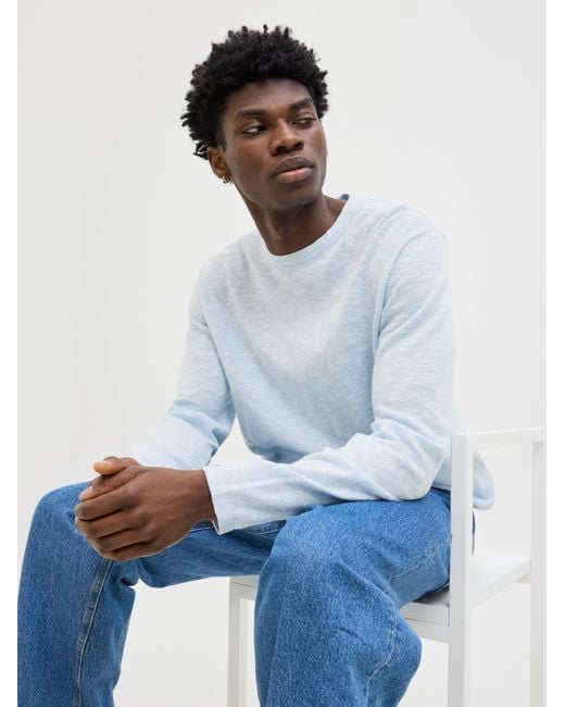 Jack & Jones Rundhalspullover JJESUMMER KNIT CREW NECK SN mit Rundhalsausschnitt in Blue für Herren