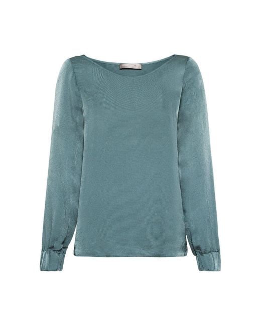 Hallhuber Green Schlupfbluse Schlupfbluse Aus Reinem Viskose-seersucker