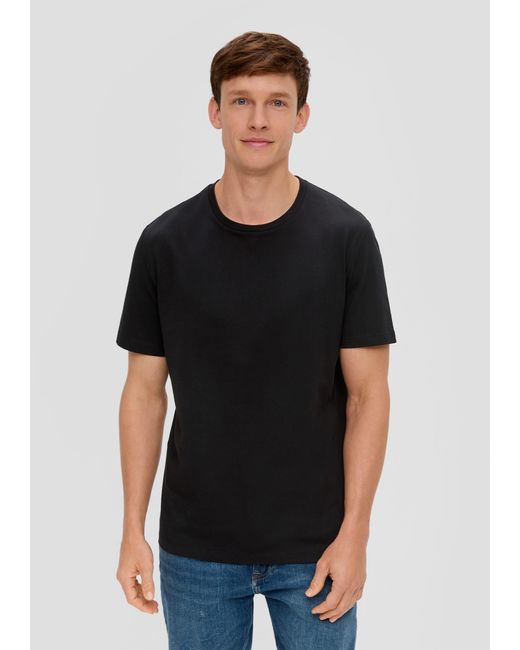 S.oliver Kurzarmshirt Basic-T-Shirt aus Baumwolle im 2er-Pack in Black für Herren