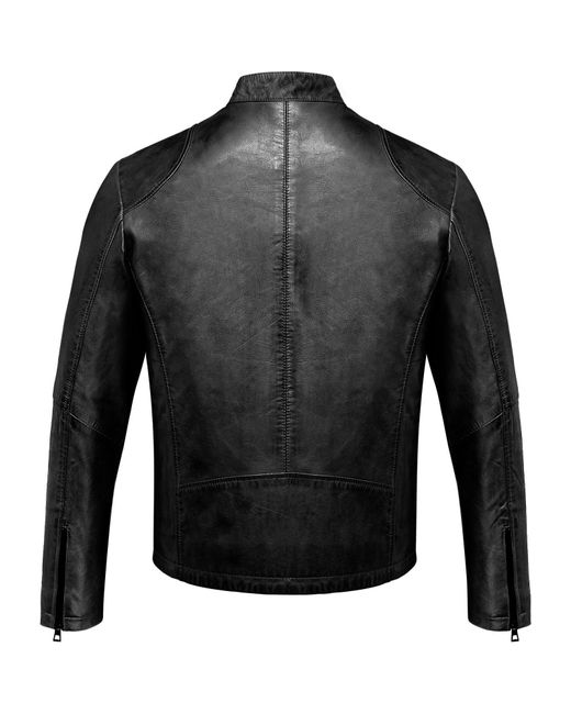 Amaci&Sons OKEMOS Lederjacke Echtleder Biker Zipper Jacke in Black für Herren