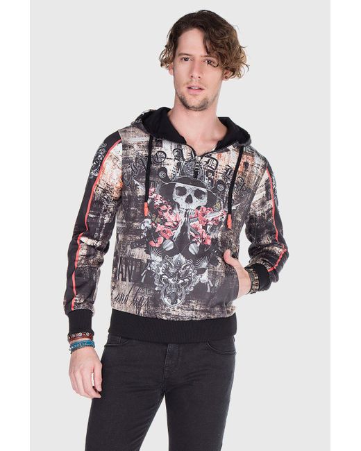 Cipo & Baxx Kapuzenpullover Sweatshirt mit coolem Allover-Print in Gray für Herren