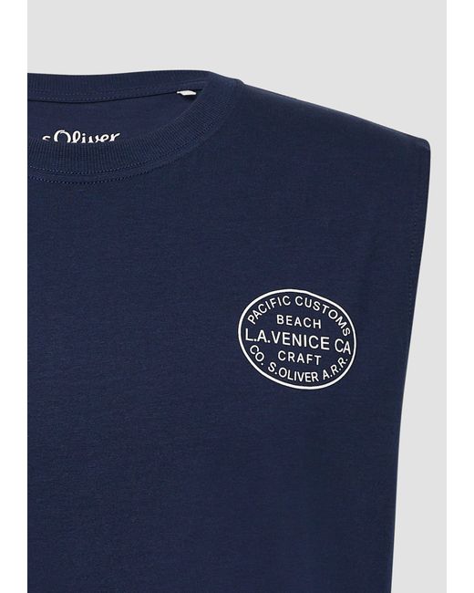 S.oliver Shirttop Jersey-Tanktop im Relaxed Fit mit Print in Blue für Herren
