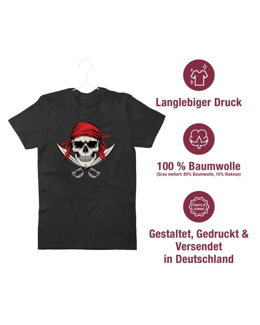Shirtracer T-Shirt Böser , Piraten Totenkopf, Pirates, Seeräuber, Freibeuter Pirat in Black für Herren
