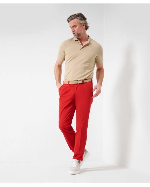 EUREX by BRAX Bundfaltenhose Style LUIS in Red für Herren