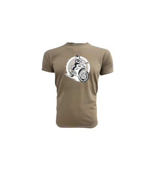 Paulgos Print- T-Shirt "Motor-Biker in Natural für Herren