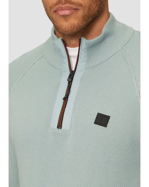 S.oliver Strickpullover mit Troyer-Kragen und Strukturmix in Green für Herren