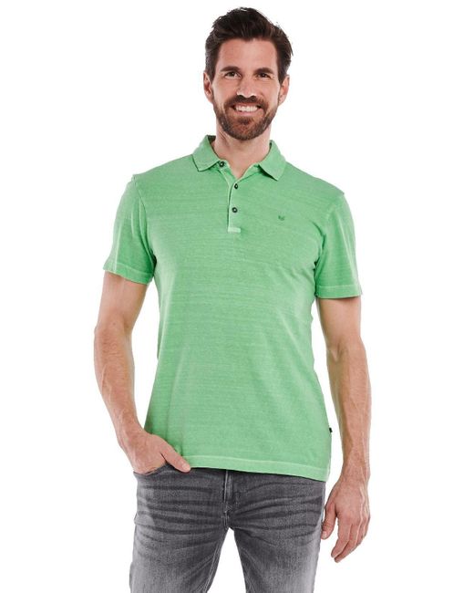 ENGBERS GERMANY T- Polo-Shirt mit Leinenanteil in Green für Herren
