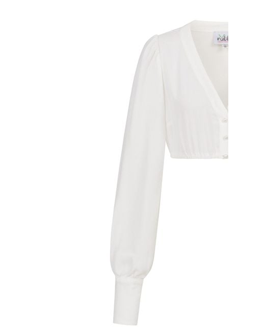 Nübler White Ü Dirndlbluse Charlotte Langarm in Creme von