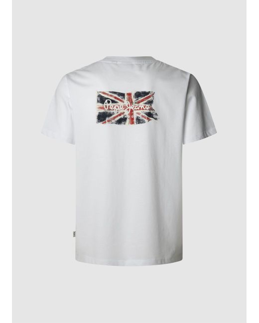 Pepe Jeans T-Shirt BACK CLAG mit Rückenprint in Gray für Herren