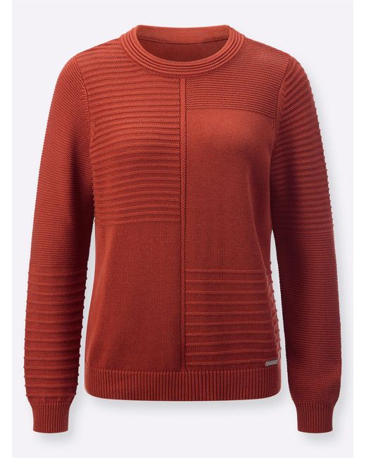 WITT Red Strickpullover Rundhalspullover