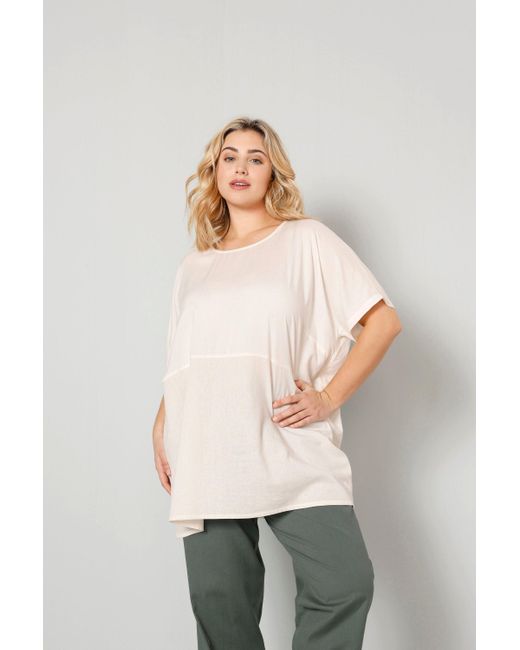 Janet & Joyce Multicolor Druckbluse Bluse oversized Materialmix Rundhals