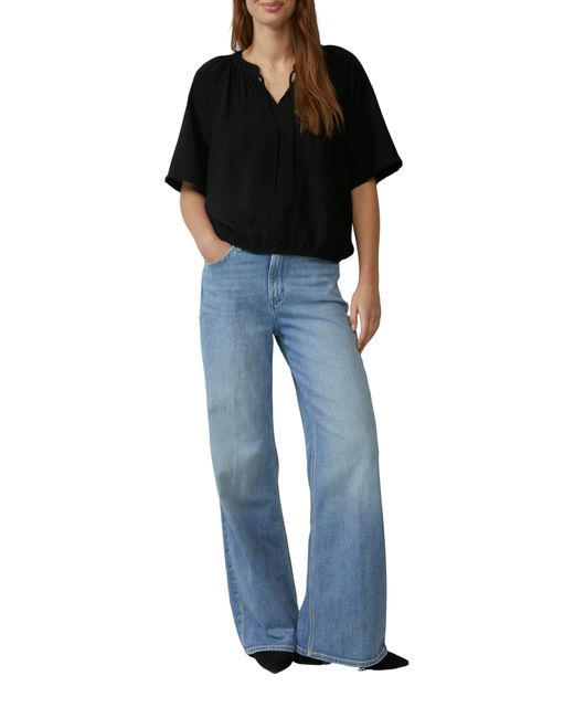S.oliver Black Kurzarmbluse mit All-Over Print
