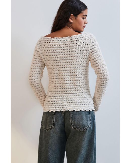 Next White Strickpullover Strukturiertes Langarmshirt (1-tlg)