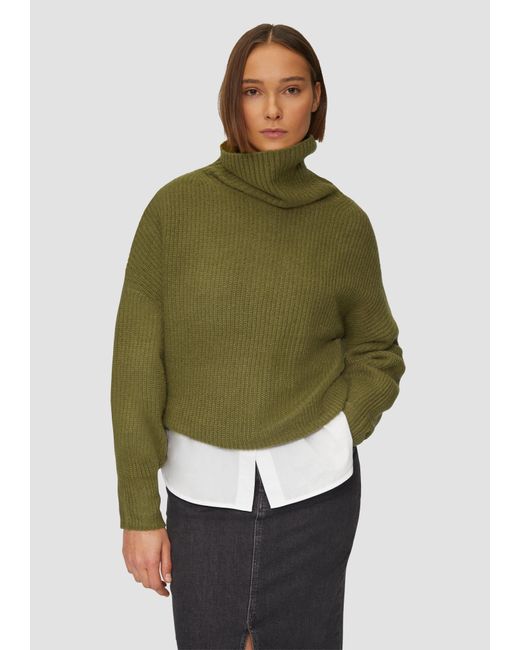S.oliver Green Strickpullover Oversized Pullover mit Rollkragen