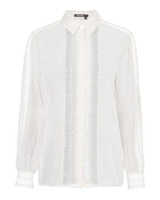 MARC AUREL White Hemdbluse mit Spitzen-Bändern