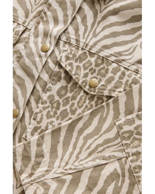 Next Natural Kurzjacke Verkürzte Jacke mit Print aus 100 % Baumwolle (1-St)
