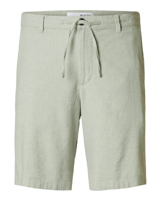 SELECTED Chinoshorts SLHREGULAR-BRODY LINEN mit Stretch in Green für Herren