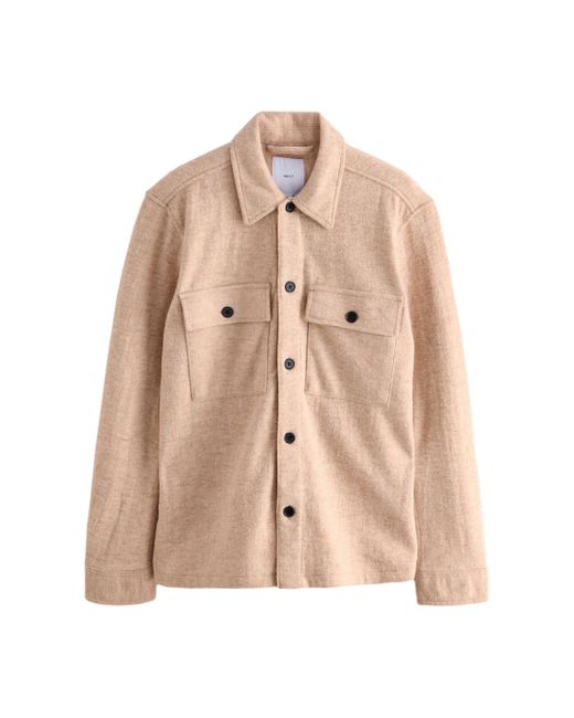 Next Strukturierte Bouclé-Hemdjacke mit Wollanteil (1-St) in Natural für Herren