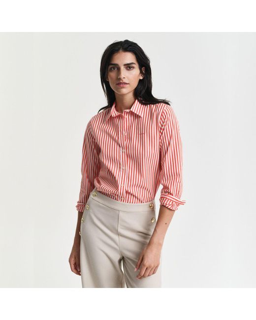 Gant Pink Langarmbluse 4300214 Bluse mit verstellbaren Manschetten aus Baumwollpopeline