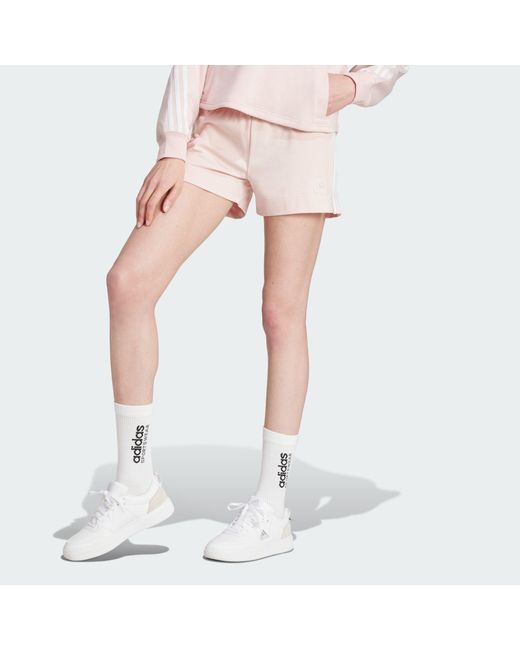 Adidas White ESSENTIALS SLIM 3-STREIFEN SHORTS