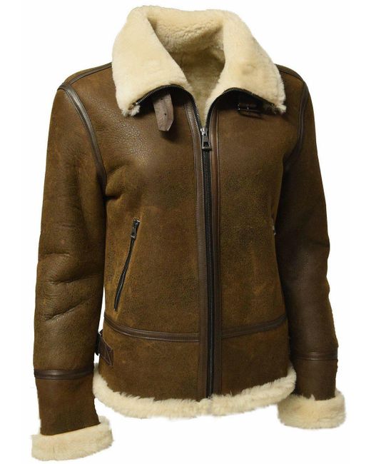 Zimmert Leather Green Lederjacke Svenja Lammfelljacke Rustik Braun Nappiert Lammfell