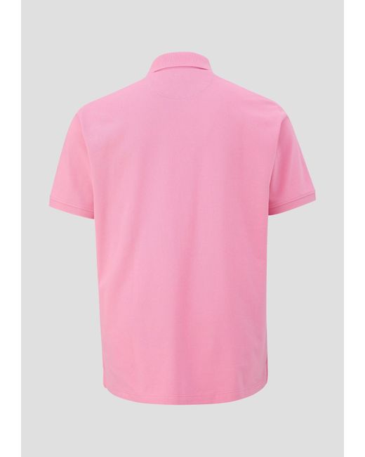 S.oliver Kurzarmshirt Poloshirt mit kleinem Label-Print in Pink für Herren