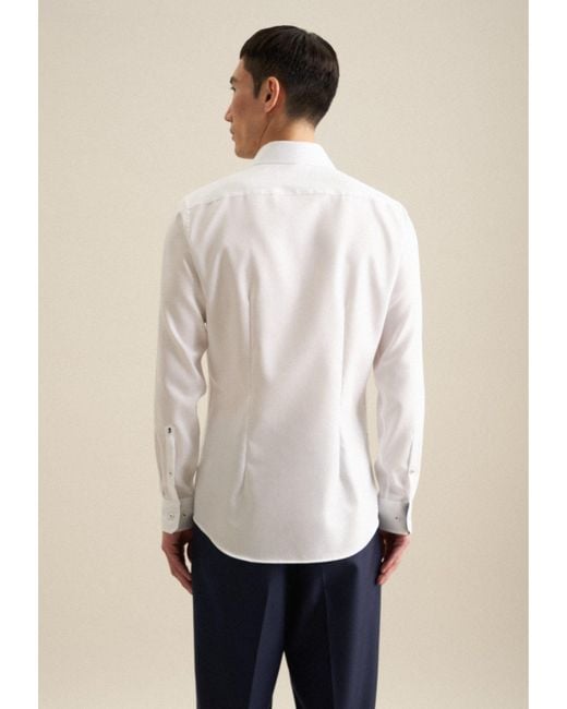 Seidensticker Businesshemd Slim Langarm Kentkragen Uni in White für Herren