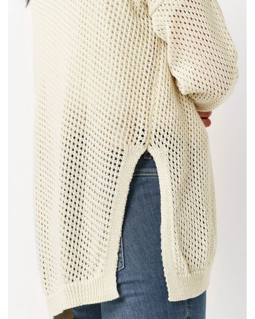 Toni White Cardigan Hilla in offener Form aus Lochstrick