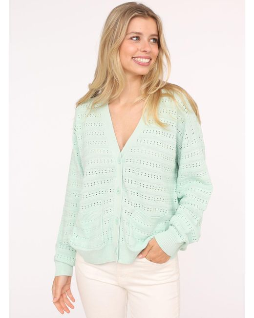 Zwillingsherz Green Strickjacke "Lochstrick Uni" Lockerer Schnitt mit moderner Passform