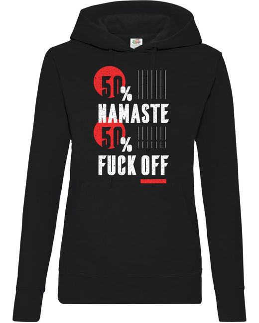Youth Designz Black Kapuzenpullover "% Namaste / 50% F**k Off" Hoodie Pullover mit trendigem Frontprint