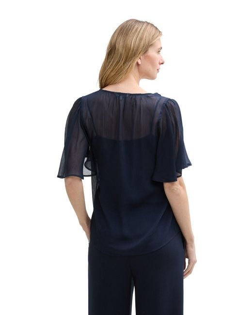 Tom Tailor Blue Langarmbluse blouse feminine chiffon style
