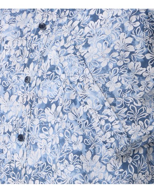 CASA MODA Kurzarmhemd Freizeithemd Kurzarm Print in Blue für Herren