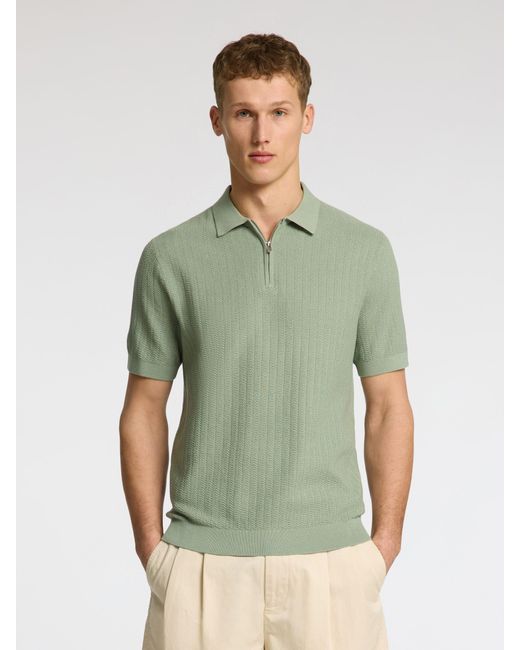 SELECTED Strickpullover SLHCRAN SS KNIT STRUCTURE ZIP POLO in Green für Herren