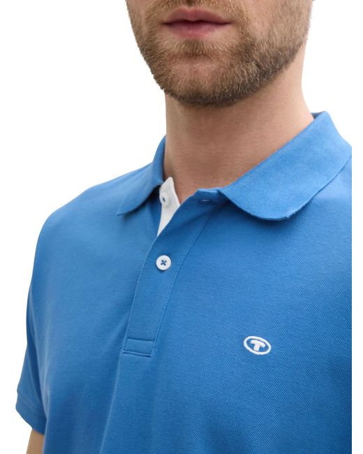 Tom Tailor Poloshirt mit Logostickerei BASIC POLO WITH CONTRAST in Blue für Herren