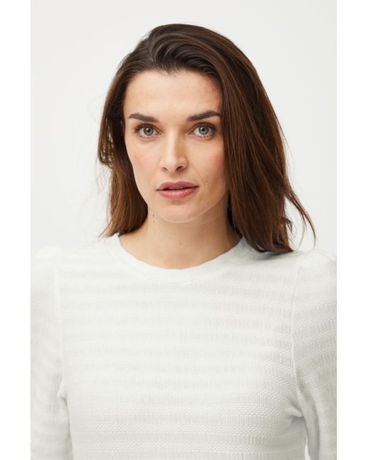 Pulz White PZJANE 3/4 sl. Tshirt modisches Longsleeve mit Puffärmeln