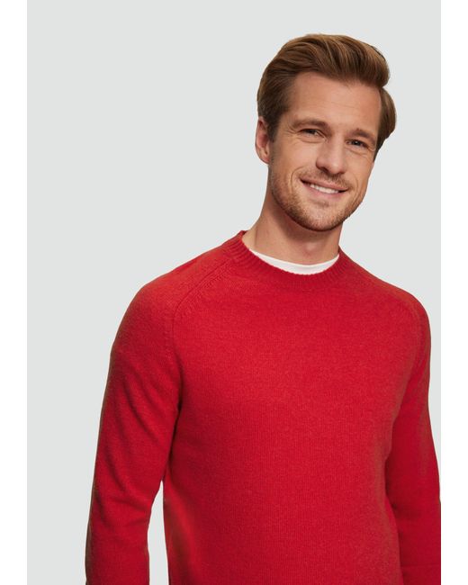 S.oliver Strickpullover aus reiner Wolle Rippblende in Red für Herren