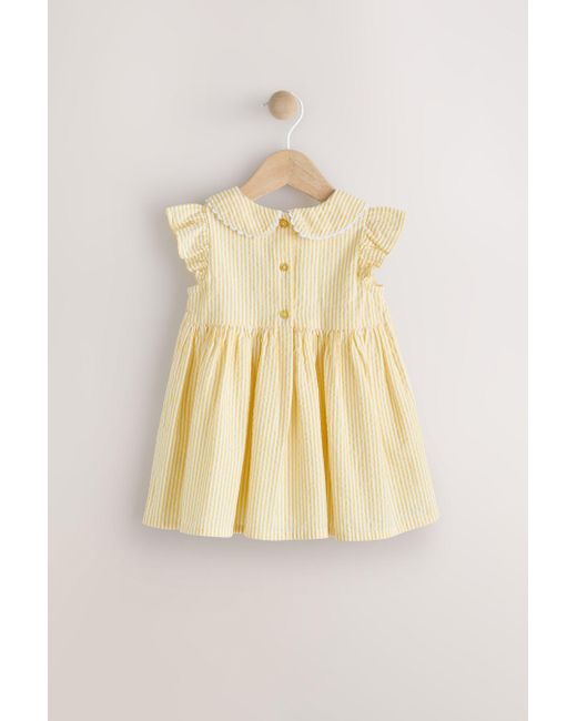 Next Yellow Smokkleid Besticktes Kleid aus 100 % Baumwolle (1-tlg)