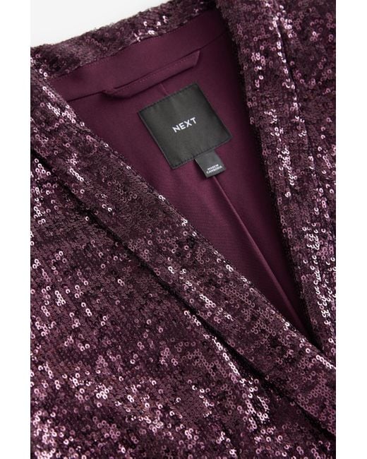 Next Purple Jackenblazer Blazer mit gerafften Ärmeln und Pailletten (1-tlg)