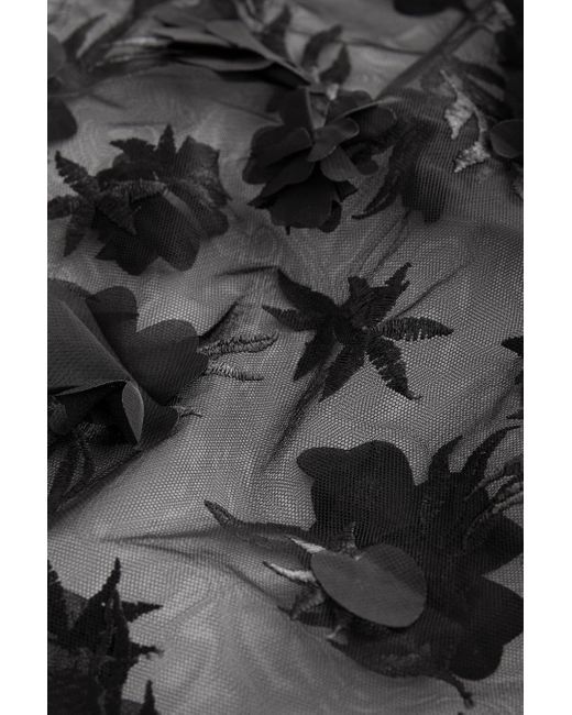 Next Black Langarmbluse Langarmoberteil aus Mesh mit 3D-Blume (1-tlg)